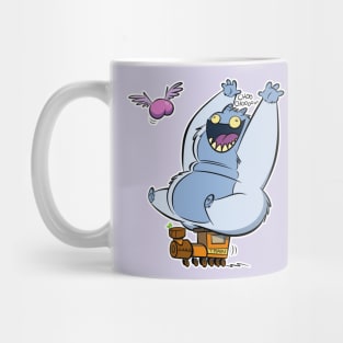 Yeti Riding a Hype Train with a Flying Butt Mug